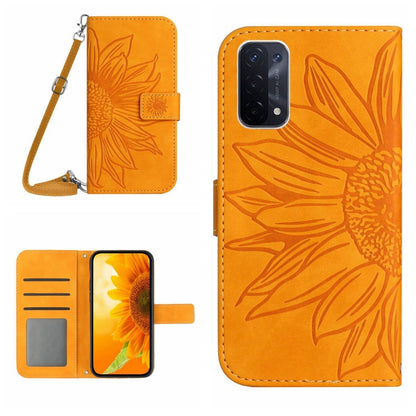 Skin Feel Sun Flower Pattern Flip Leather Phone Case with Lanyard, For OnePlus Nord N200, For OnePlus Nord N300
