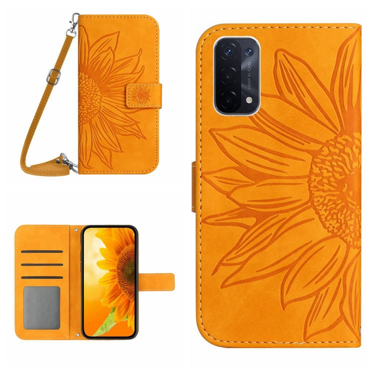Skin Feel Sun Flower Pattern Flip Leather Phone Case with Lanyard, For OnePlus Nord N200, For OnePlus Nord N300