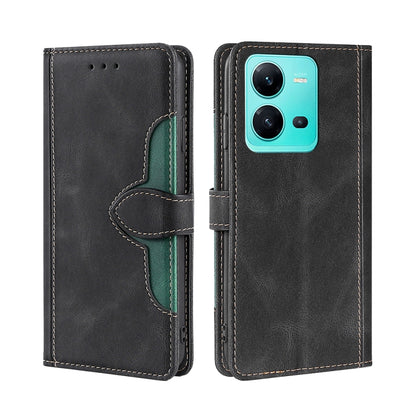 Skin Feel Magnetic Buckle Leather Phone Case, For Motorola Moto E32 India/E22s 4G Global, For OPPO A17, For OPPO K10x 5G, For Realme C33 4G, For vivo V25 5G/V25e 5G, For vivo Y16 4G/Y02s 4G