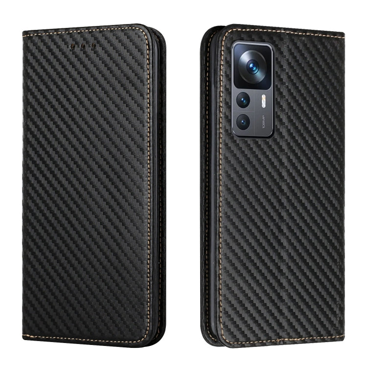 Carbon Fiber Texture Magnetic Flip Leather Phone Case, For Xiaomi 12T / 12T Pro / Redmi K50 Ultra