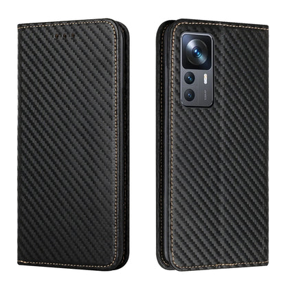 Carbon Fiber Texture Magnetic Flip Leather Phone Case, For Xiaomi 12T / 12T Pro / Redmi K50 Ultra