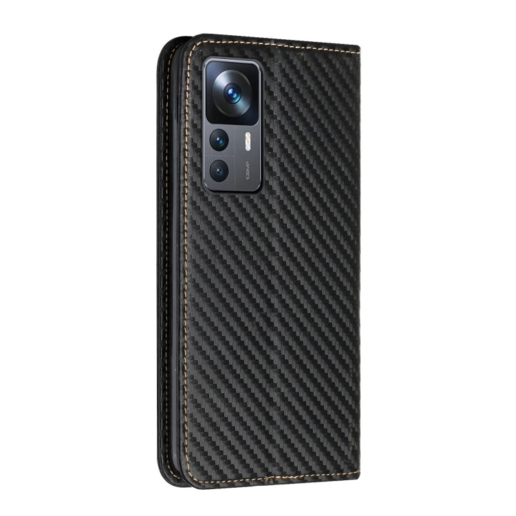 Carbon Fiber Texture Magnetic Flip Leather Phone Case, For Xiaomi 12T / 12T Pro / Redmi K50 Ultra
