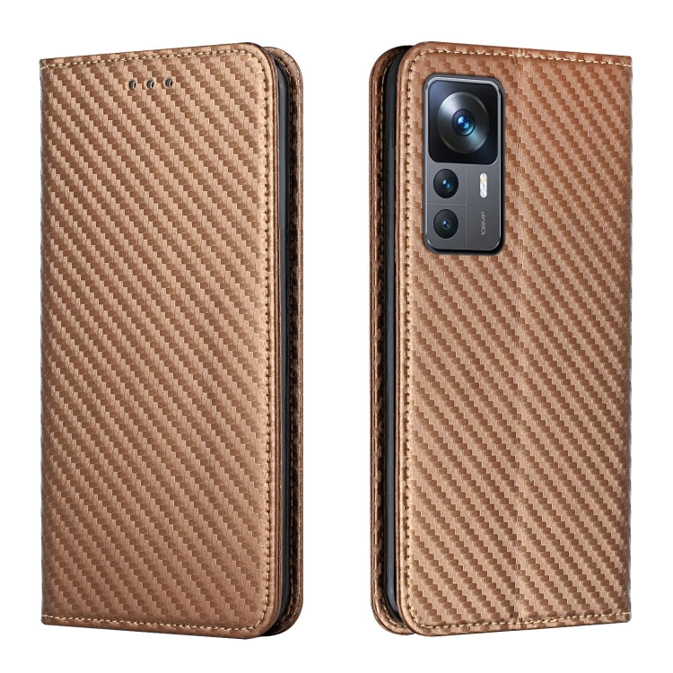 Carbon Fiber Texture Magnetic Flip Leather Phone Case, For Xiaomi 12T / 12T Pro / Redmi K50 Ultra