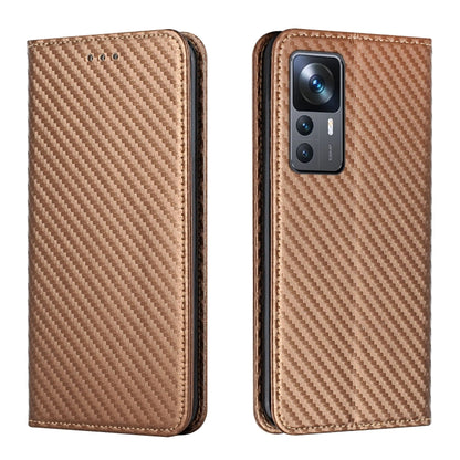 Carbon Fiber Texture Magnetic Flip Leather Phone Case, For Xiaomi 12T / 12T Pro / Redmi K50 Ultra