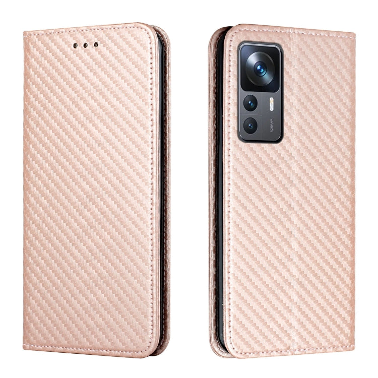 Carbon Fiber Texture Magnetic Flip Leather Phone Case, For Xiaomi 12T / 12T Pro / Redmi K50 Ultra