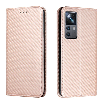 Carbon Fiber Texture Magnetic Flip Leather Phone Case, For Xiaomi 12T / 12T Pro / Redmi K50 Ultra