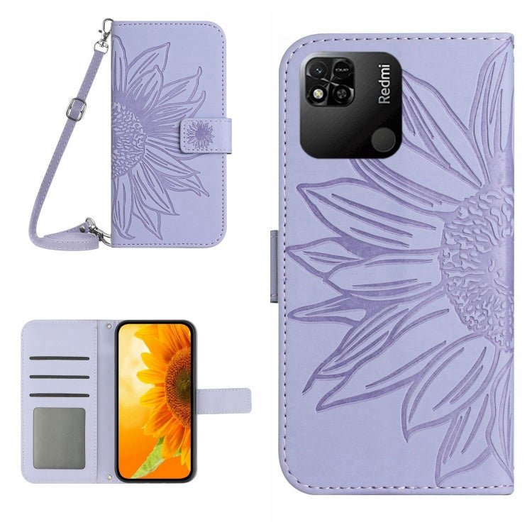 Skin Feel Sun Flower Pattern Flip Leather Phone Case with Lanyard, For Xiaomi Redmi 10A, For Xiaomi Redmi 10C