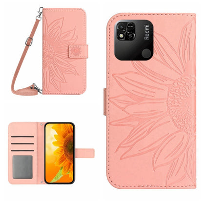 Skin Feel Sun Flower Pattern Flip Leather Phone Case with Lanyard, For Xiaomi Redmi 10A, For Xiaomi Redmi 10C