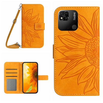 Skin Feel Sun Flower Pattern Flip Leather Phone Case with Lanyard, For Xiaomi Redmi 10A, For Xiaomi Redmi 10C