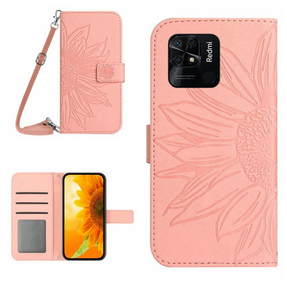 Skin Feel Sun Flower Pattern Flip Leather Phone Case with Lanyard, For Xiaomi Redmi 10A, For Xiaomi Redmi 10C