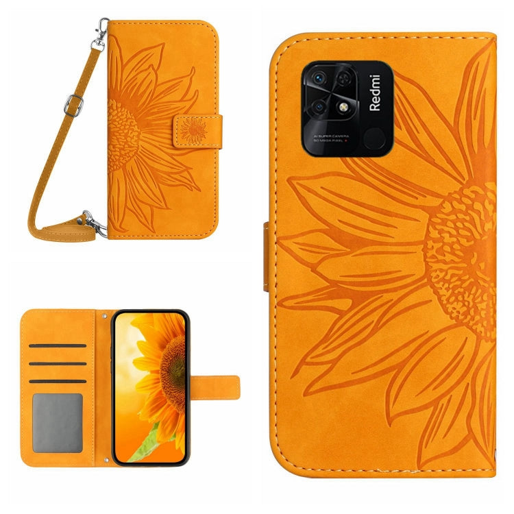 Skin Feel Sun Flower Pattern Flip Leather Phone Case with Lanyard, For Xiaomi Redmi 10A, For Xiaomi Redmi 10C