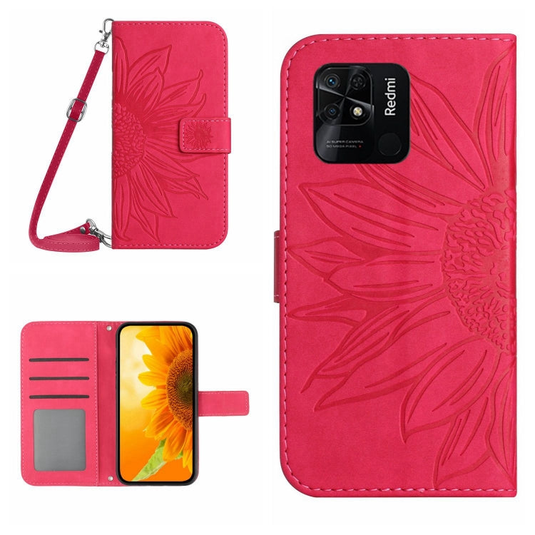Skin Feel Sun Flower Pattern Flip Leather Phone Case with Lanyard, For Xiaomi Redmi 10A, For Xiaomi Redmi 10C