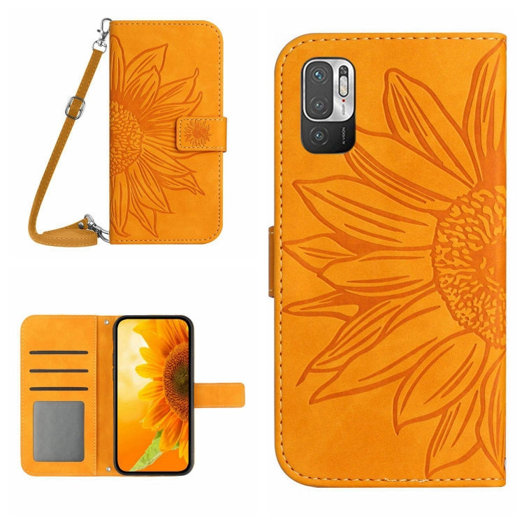 Skin Feel Sun Flower Pattern Flip Leather Phone Case with Lanyard, For Xiaomi Redmi Note 10 5G / Note 10T 5G / Poco M3 Pro, For Xiaomi Redmi Note 10 Pro 4G Global / Note 10 Pro Max