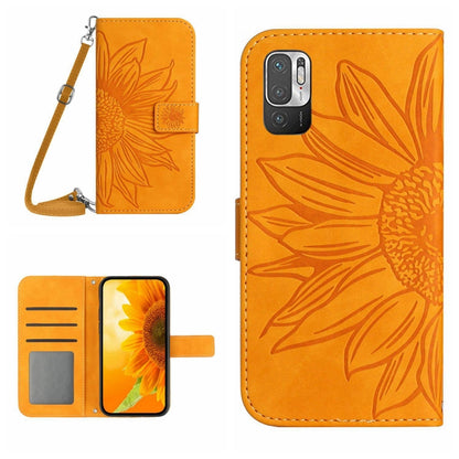 Skin Feel Sun Flower Pattern Flip Leather Phone Case with Lanyard, For Xiaomi Redmi Note 10 5G / Note 10T 5G / Poco M3 Pro, For Xiaomi Redmi Note 10 Pro 4G Global / Note 10 Pro Max