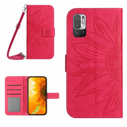 Skin Feel Sun Flower Pattern Flip Leather Phone Case with Lanyard, For Xiaomi Redmi Note 10 5G / Note 10T 5G / Poco M3 Pro, For Xiaomi Redmi Note 10 Pro 4G Global / Note 10 Pro Max