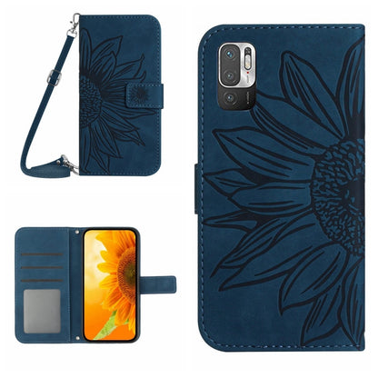 Skin Feel Sun Flower Pattern Flip Leather Phone Case with Lanyard, For Xiaomi Redmi Note 10 5G / Note 10T 5G / Poco M3 Pro, For Xiaomi Redmi Note 10 Pro 4G Global / Note 10 Pro Max