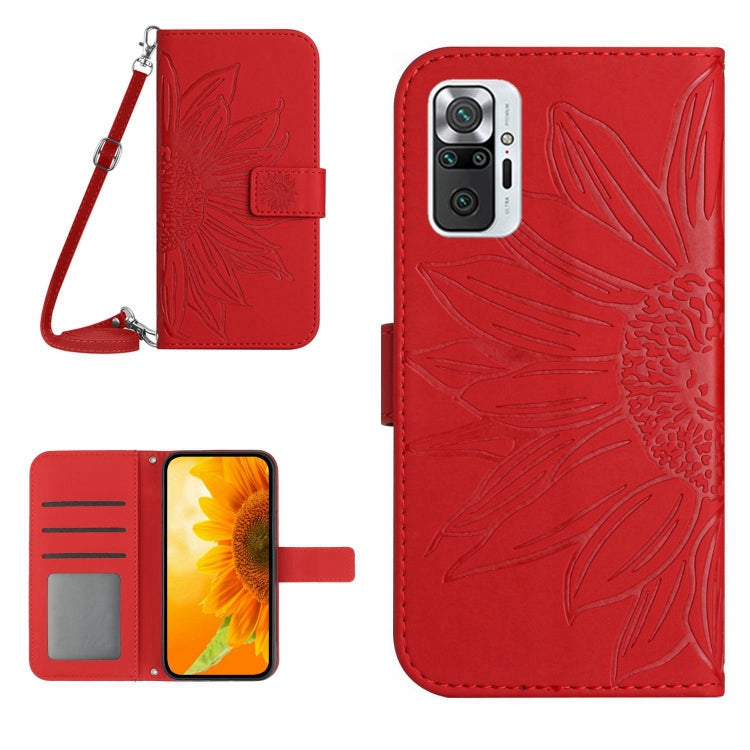 Skin Feel Sun Flower Pattern Flip Leather Phone Case with Lanyard, For Xiaomi Redmi Note 10 5G / Note 10T 5G / Poco M3 Pro, For Xiaomi Redmi Note 10 Pro 4G Global / Note 10 Pro Max