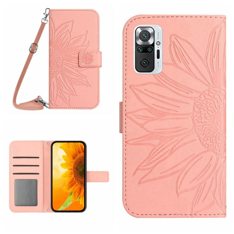 Skin Feel Sun Flower Pattern Flip Leather Phone Case with Lanyard, For Xiaomi Redmi Note 10 5G / Note 10T 5G / Poco M3 Pro, For Xiaomi Redmi Note 10 Pro 4G Global / Note 10 Pro Max