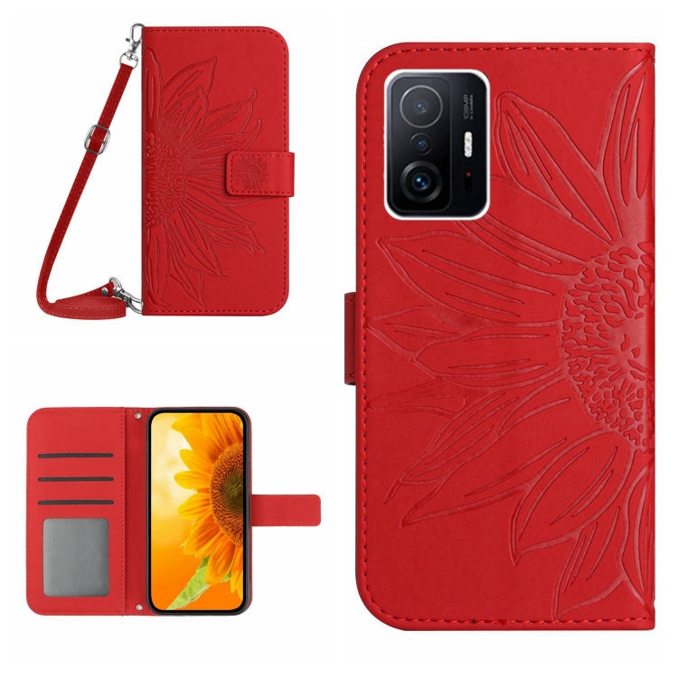 Skin Feel Sun Flower Pattern Flip Leather Phone Case with Lanyard, For Xiaomi Redmi Note 11 Global / Note 11s, For Xiaomi 11T / 11T Pro