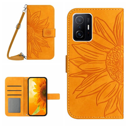 Skin Feel Sun Flower Pattern Flip Leather Phone Case with Lanyard, For Xiaomi Redmi Note 11 Global / Note 11s, For Xiaomi 11T / 11T Pro