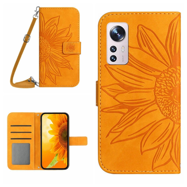 Skin Feel Sun Flower Pattern Flip Leather Phone Case with Lanyard, For Xiaomi 12 Lite, For Xiaomi Civi 2 / 12 Lite NE