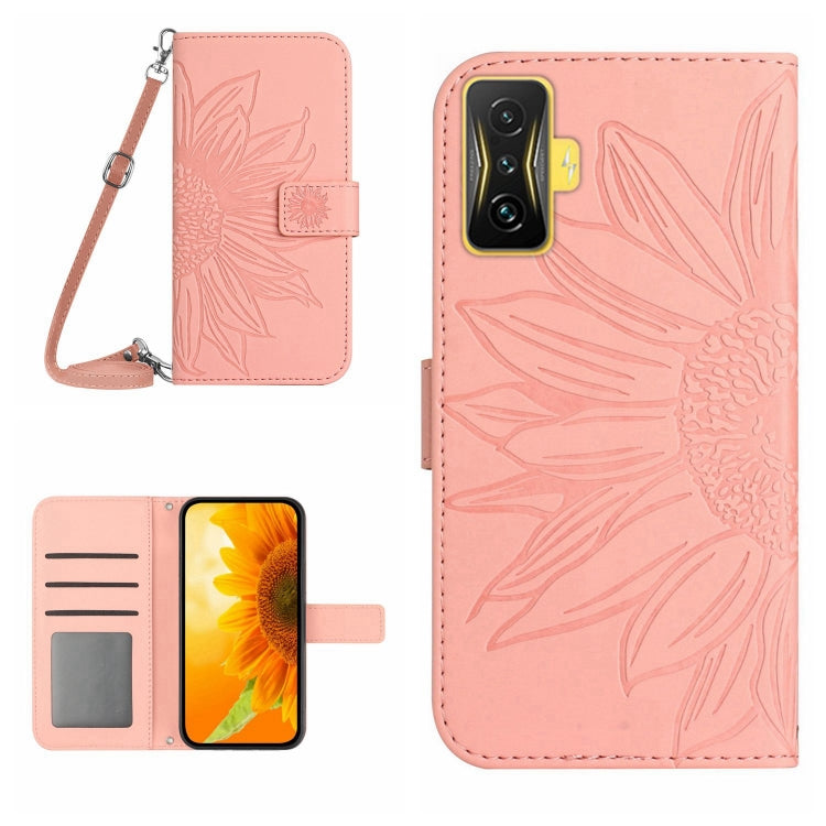 Skin Feel Sun Flower Pattern Flip Leather Phone Case with Lanyard, For Xiaomi Poco F4 GT, For Xiaomi Poco M4 Pro 4G