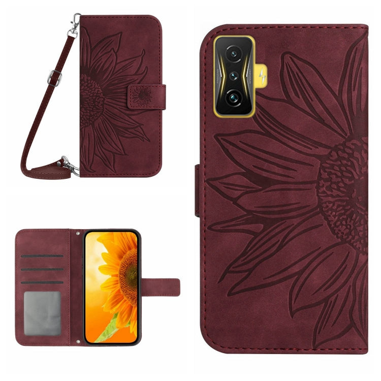 Skin Feel Sun Flower Pattern Flip Leather Phone Case with Lanyard, For Xiaomi Poco F4 GT, For Xiaomi Poco M4 Pro 4G