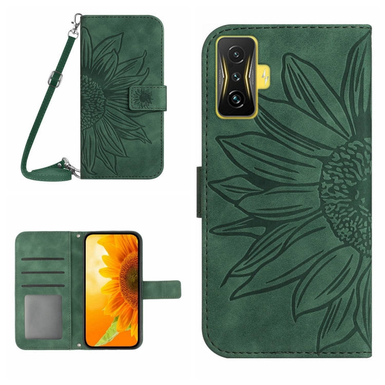 Skin Feel Sun Flower Pattern Flip Leather Phone Case with Lanyard, For Xiaomi Poco F4 GT, For Xiaomi Poco M4 Pro 4G