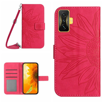 Skin Feel Sun Flower Pattern Flip Leather Phone Case with Lanyard, For Xiaomi Poco F4 GT, For Xiaomi Poco M4 Pro 4G