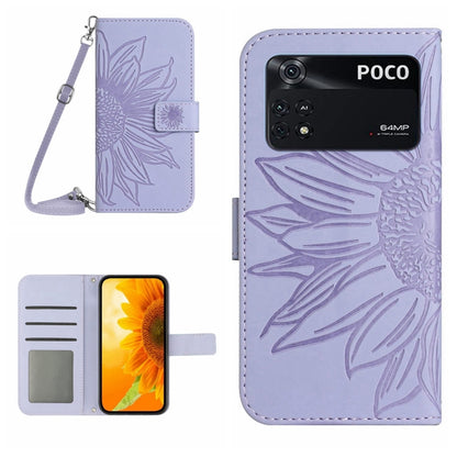 Skin Feel Sun Flower Pattern Flip Leather Phone Case with Lanyard, For Xiaomi Poco F4 GT, For Xiaomi Poco M4 Pro 4G