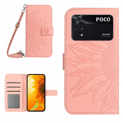 Skin Feel Sun Flower Pattern Flip Leather Phone Case with Lanyard, For Xiaomi Poco F4 GT, For Xiaomi Poco M4 Pro 4G