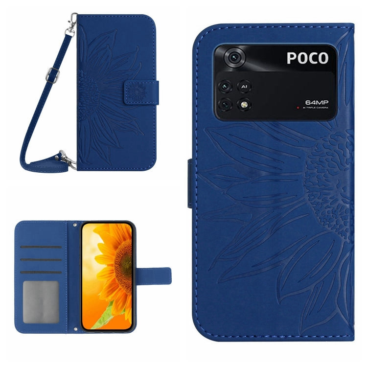 Skin Feel Sun Flower Pattern Flip Leather Phone Case with Lanyard, For Xiaomi Poco F4 GT, For Xiaomi Poco M4 Pro 4G