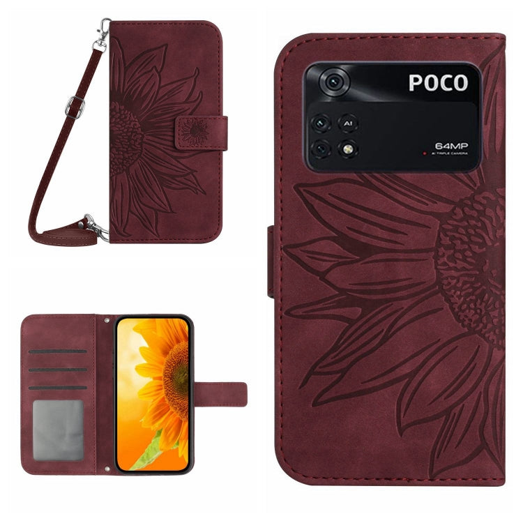 Skin Feel Sun Flower Pattern Flip Leather Phone Case with Lanyard, For Xiaomi Poco F4 GT, For Xiaomi Poco M4 Pro 4G