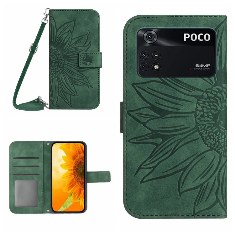 Skin Feel Sun Flower Pattern Flip Leather Phone Case with Lanyard, For Xiaomi Poco F4 GT, For Xiaomi Poco M4 Pro 4G