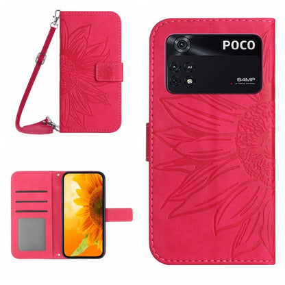 Skin Feel Sun Flower Pattern Flip Leather Phone Case with Lanyard, For Xiaomi Poco F4 GT, For Xiaomi Poco M4 Pro 4G