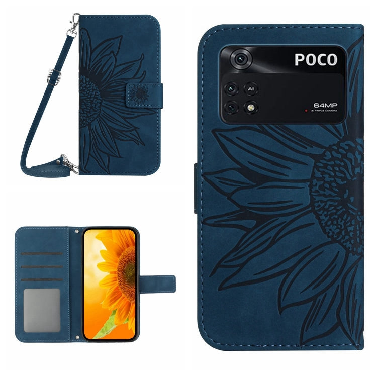 Skin Feel Sun Flower Pattern Flip Leather Phone Case with Lanyard, For Xiaomi Poco F4 GT, For Xiaomi Poco M4 Pro 4G