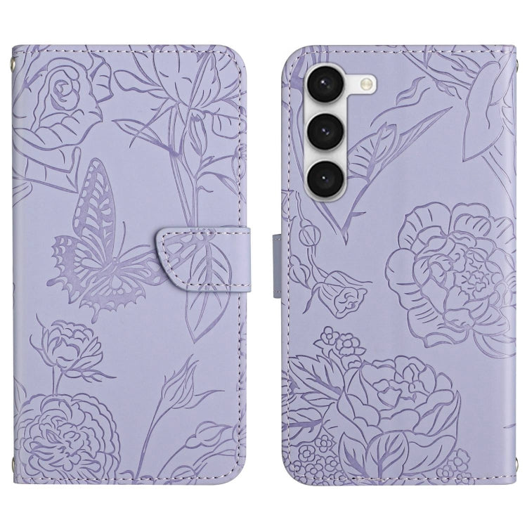 HT03 Skin Feel Butterfly Embossed Flip Leather Phone Case, For Samsung Galaxy S23 5G, For Samsung Galaxy S23+ 5G, For Sharp Aquos Sense7 SH-V48, For Xiaomi 12 Lite NE