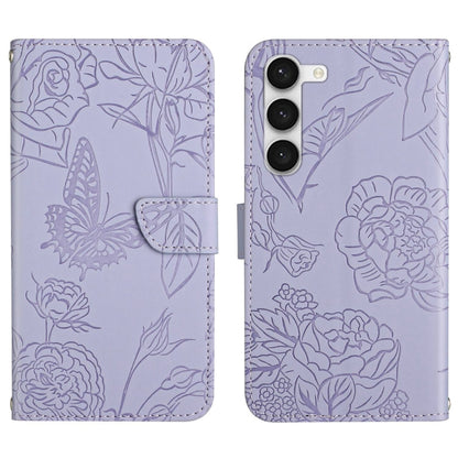 HT03 Skin Feel Butterfly Embossed Flip Leather Phone Case, For Samsung Galaxy S23 5G, For Samsung Galaxy S23+ 5G, For Sharp Aquos Sense7 SH-V48, For Xiaomi 12 Lite NE