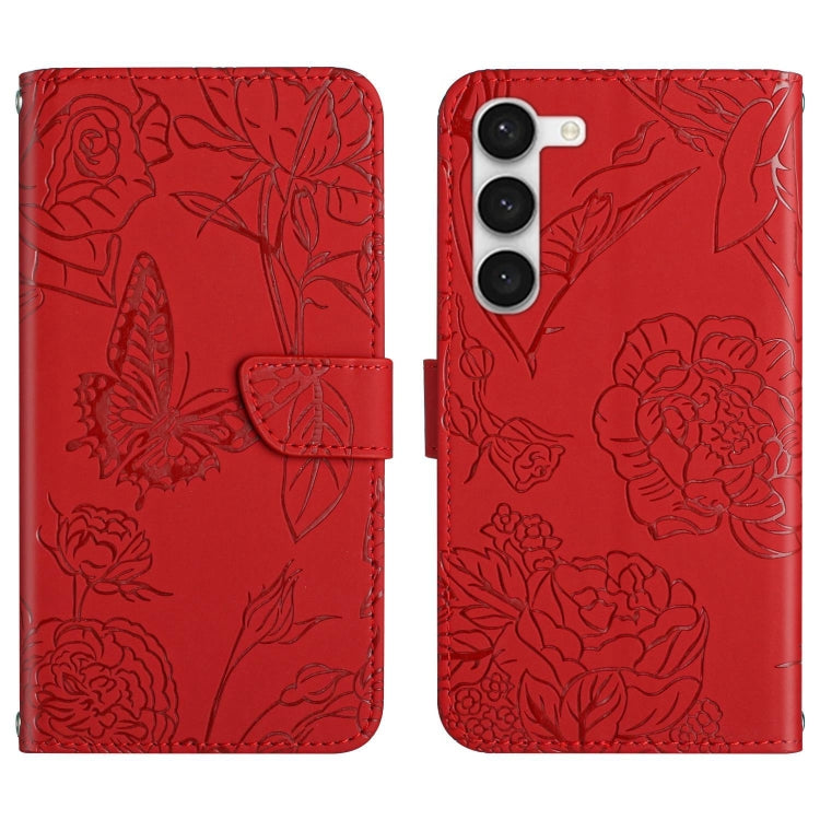 HT03 Skin Feel Butterfly Embossed Flip Leather Phone Case, For Samsung Galaxy S23 5G, For Samsung Galaxy S23+ 5G, For Sharp Aquos Sense7 SH-V48, For Xiaomi 12 Lite NE