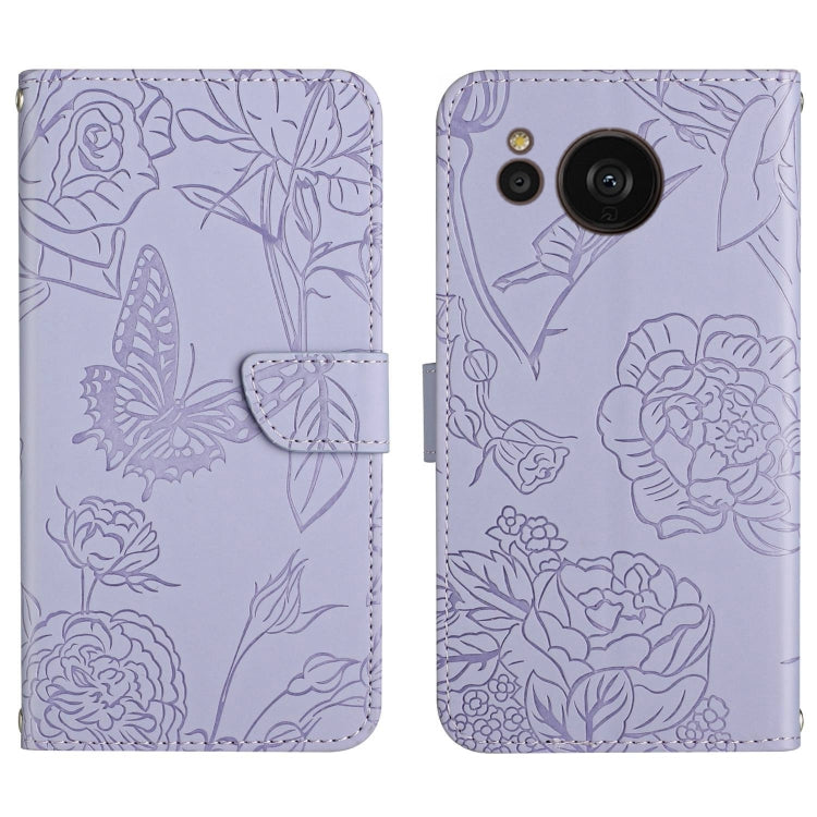 HT03 Skin Feel Butterfly Embossed Flip Leather Phone Case, For Samsung Galaxy S23 5G, For Samsung Galaxy S23+ 5G, For Sharp Aquos Sense7 SH-V48, For Xiaomi 12 Lite NE