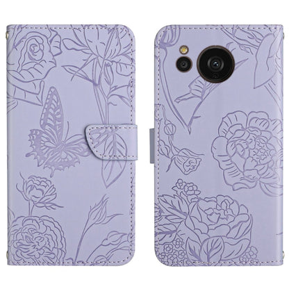 HT03 Skin Feel Butterfly Embossed Flip Leather Phone Case, For Samsung Galaxy S23 5G, For Samsung Galaxy S23+ 5G, For Sharp Aquos Sense7 SH-V48, For Xiaomi 12 Lite NE