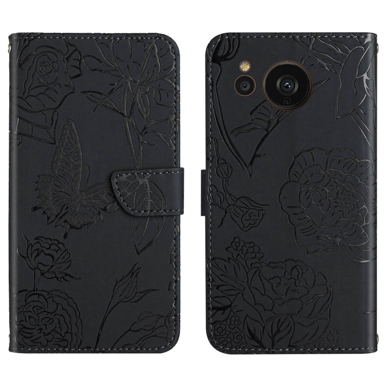 HT03 Skin Feel Butterfly Embossed Flip Leather Phone Case, For Samsung Galaxy S23 5G, For Samsung Galaxy S23+ 5G, For Sharp Aquos Sense7 SH-V48, For Xiaomi 12 Lite NE