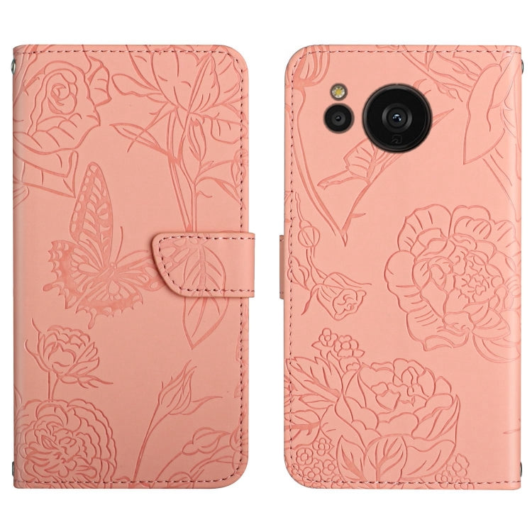HT03 Skin Feel Butterfly Embossed Flip Leather Phone Case, For Samsung Galaxy S23 5G, For Samsung Galaxy S23+ 5G, For Sharp Aquos Sense7 SH-V48, For Xiaomi 12 Lite NE