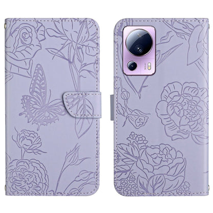 HT03 Skin Feel Butterfly Embossed Flip Leather Phone Case, For Samsung Galaxy S23 5G, For Samsung Galaxy S23+ 5G, For Sharp Aquos Sense7 SH-V48, For Xiaomi 12 Lite NE