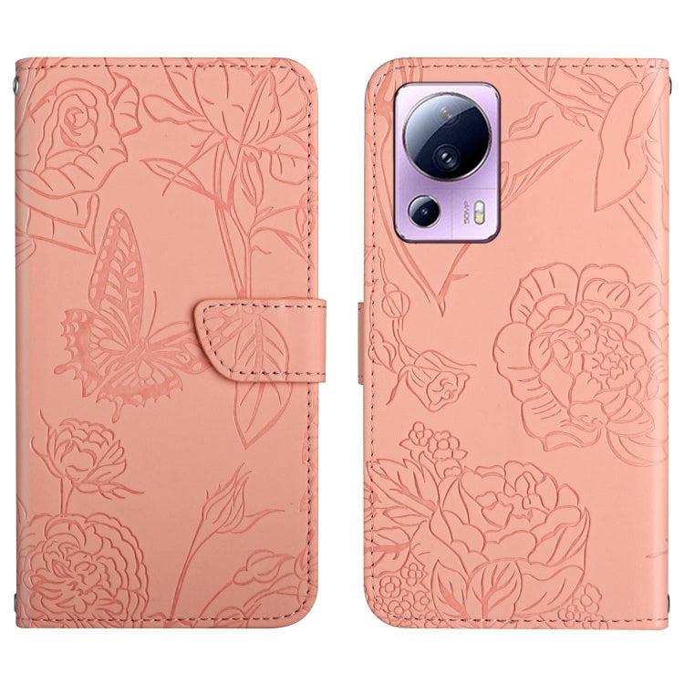 HT03 Skin Feel Butterfly Embossed Flip Leather Phone Case, For Samsung Galaxy S23 5G, For Samsung Galaxy S23+ 5G, For Sharp Aquos Sense7 SH-V48, For Xiaomi 12 Lite NE
