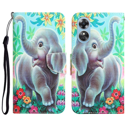 Colored Drawing Leather Phone Case, For OPPO A17