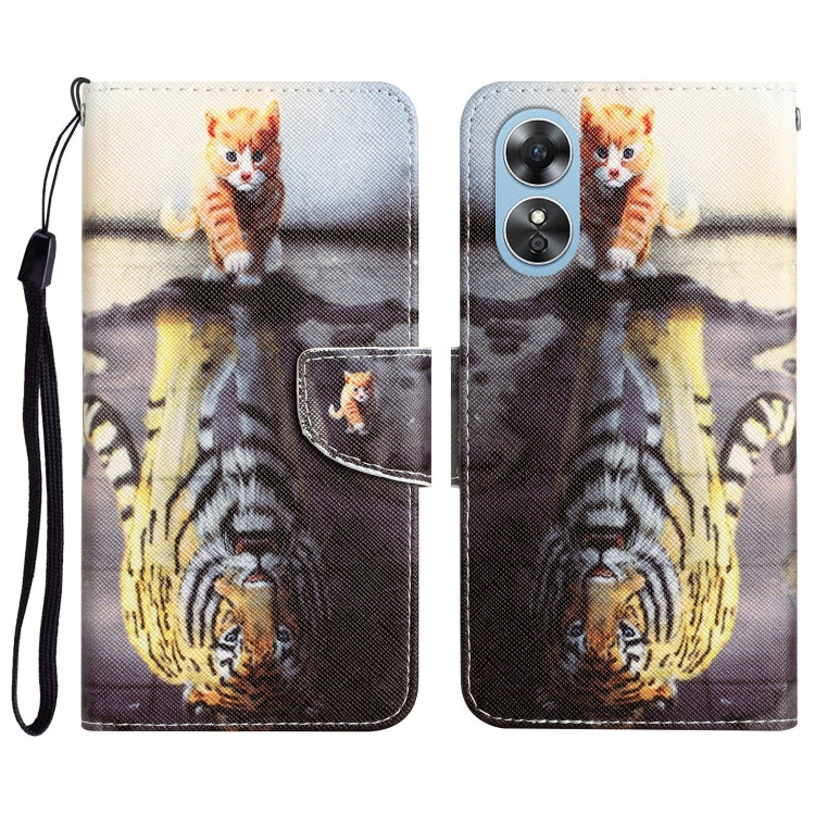 Colored Drawing Leather Phone Case, For OPPO A17
