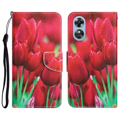 Colored Drawing Leather Phone Case, For OPPO A17