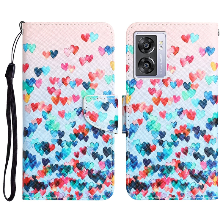Colored Drawing Leather Phone Case, For OPPO A57 2022