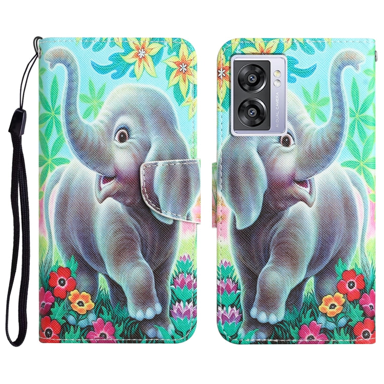 Colored Drawing Leather Phone Case, For OPPO A57 2022